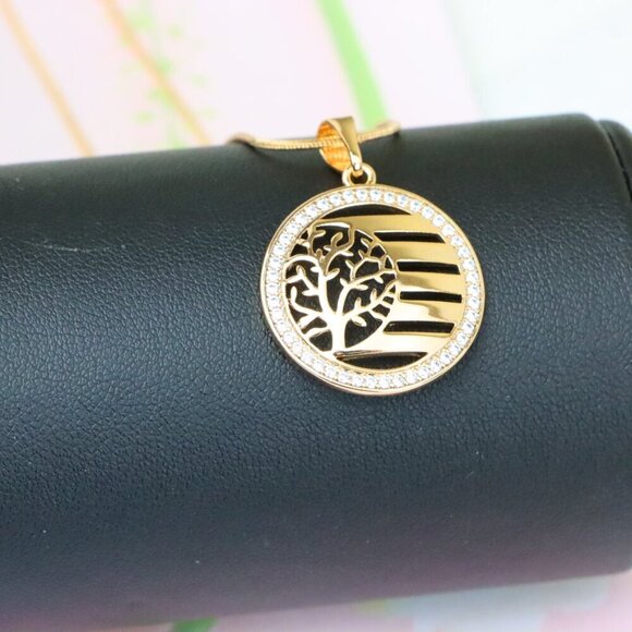 "Tree of Life Circle Pendant in Rose Gold, XPPT1322 - Picture 3 of 13